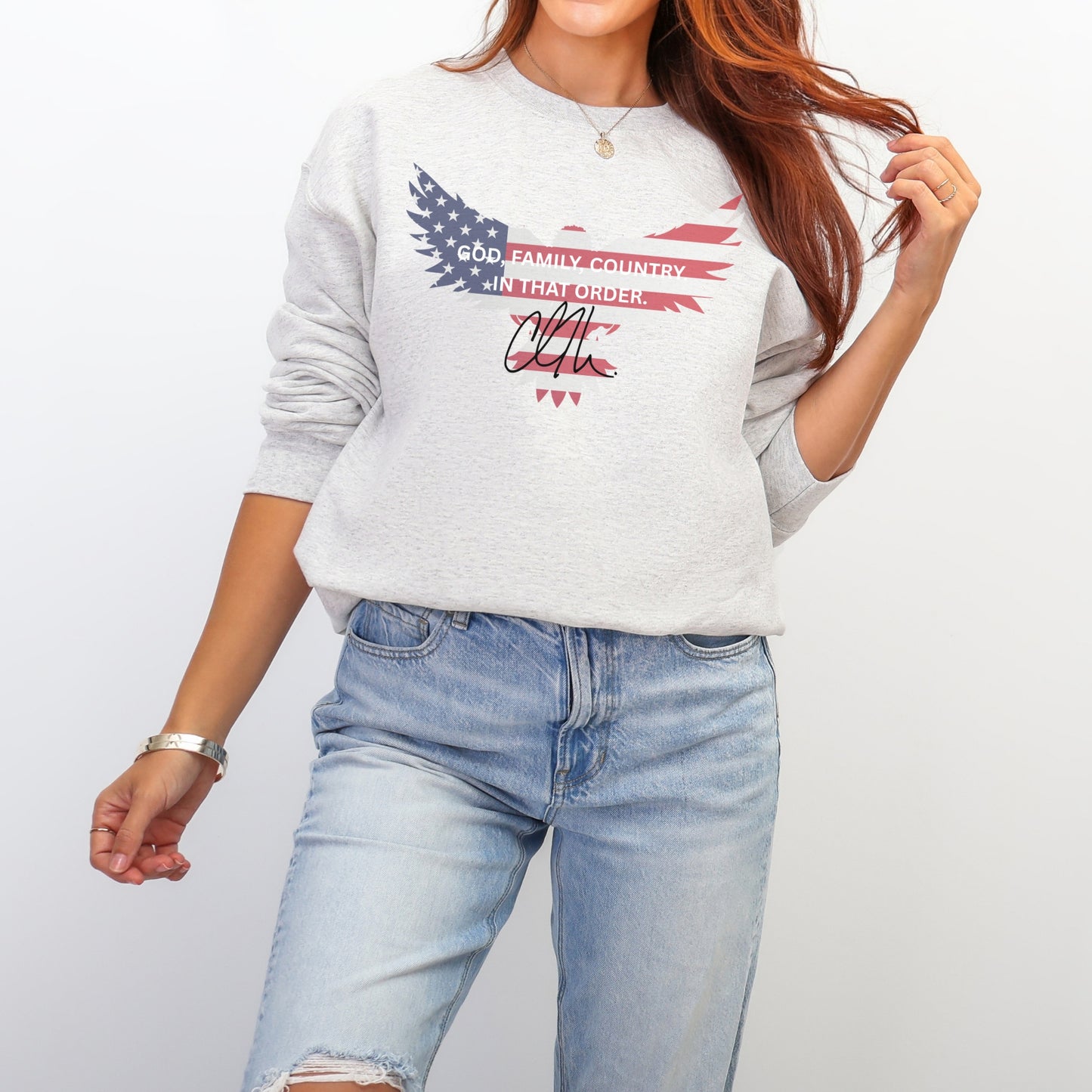 God, Family, Country Sweatshirt – Stand Strong: Charlie Kirk Collection