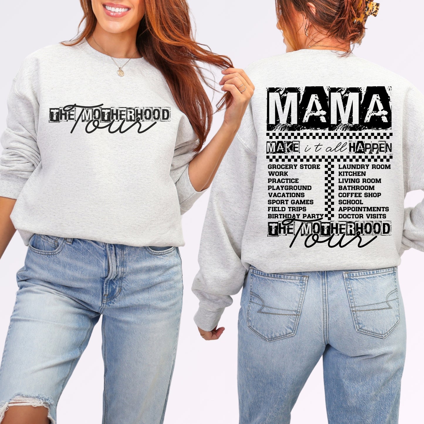 The Motherhood Tour Sweatshirt | Funny Front & Back Mom Life Crewneck