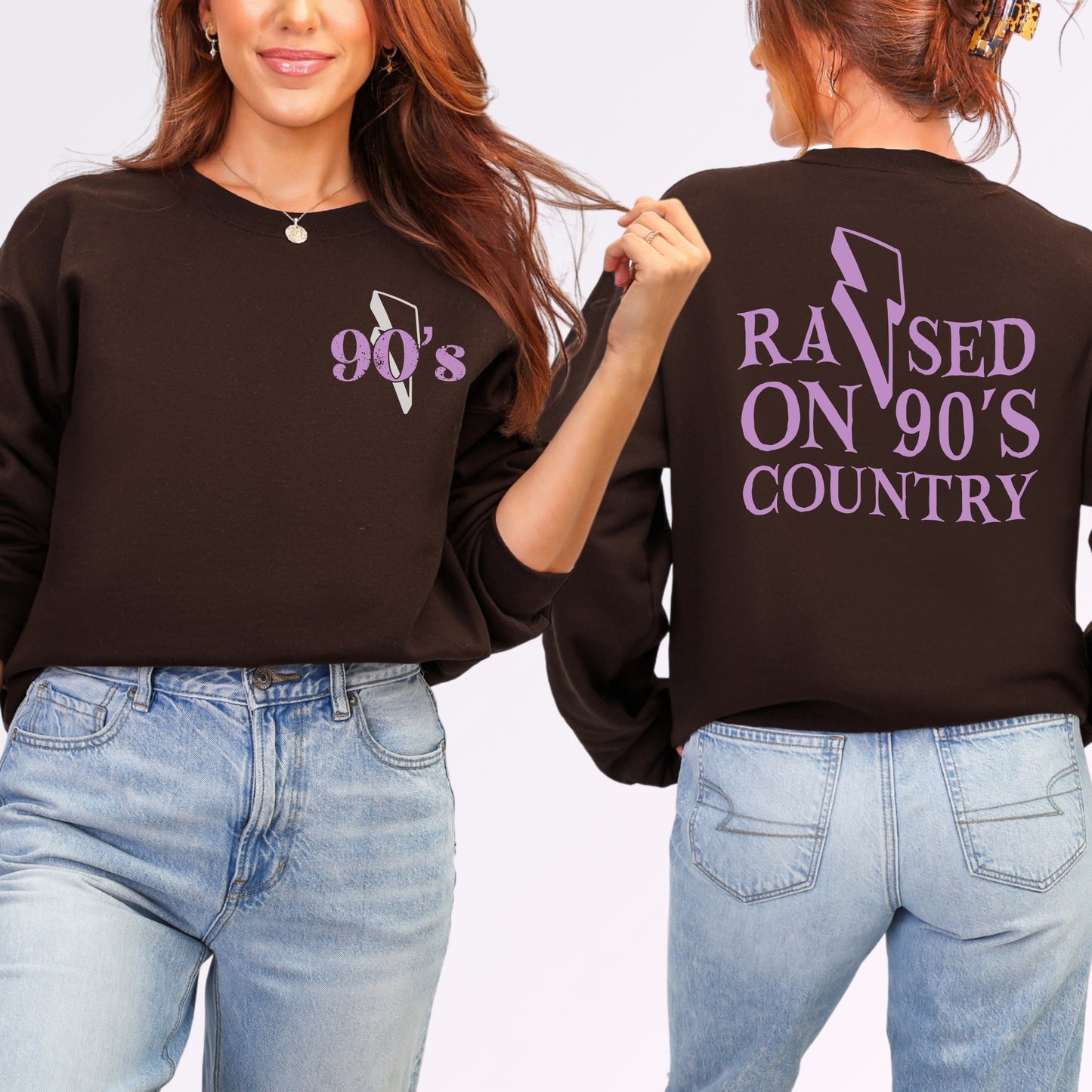 Raised on 90’s Country Sweatshirt | Front & Back Country Music Graphic Crewneck