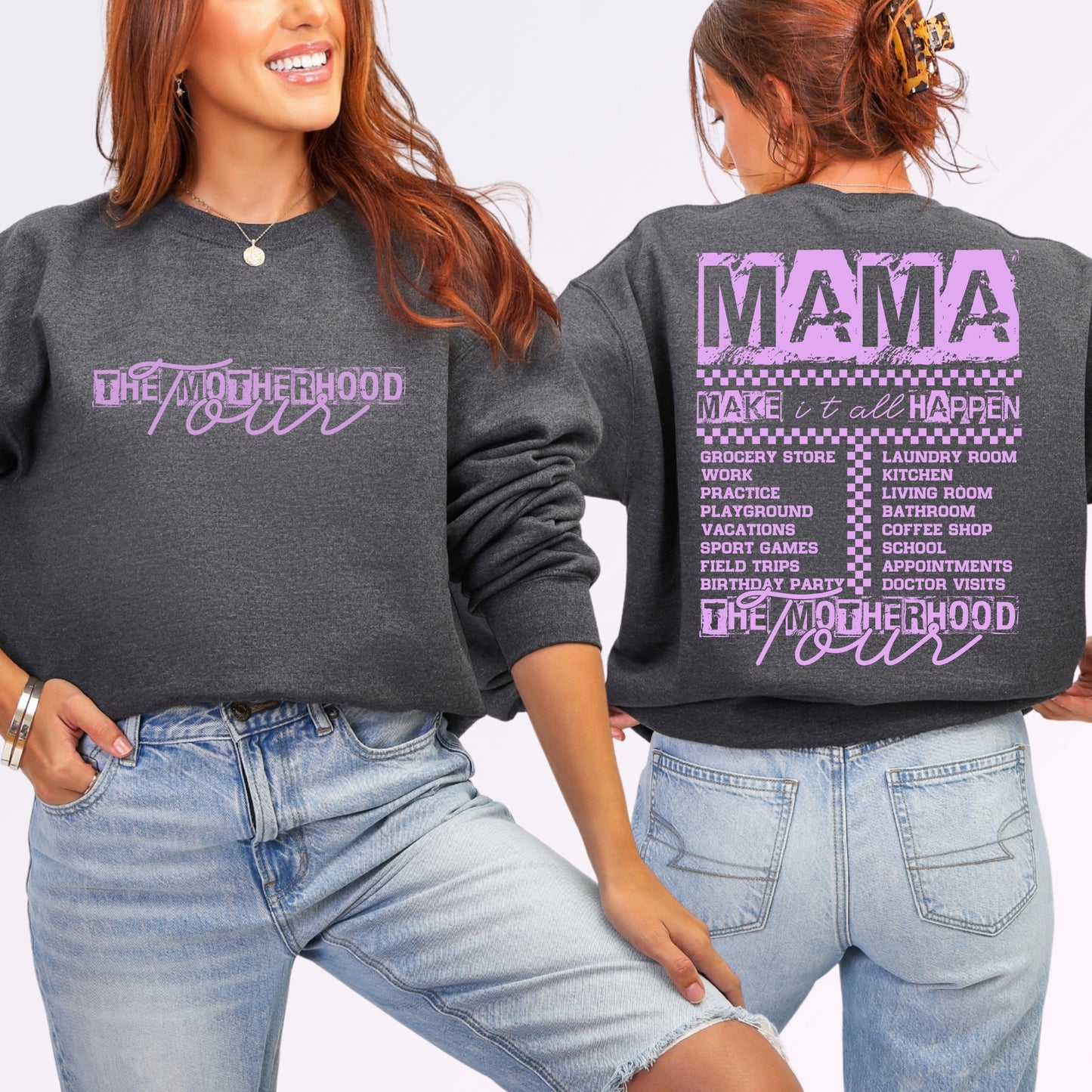 The Motherhood Tour Sweatshirt | Funny Front & Back Mom Life Crewneck