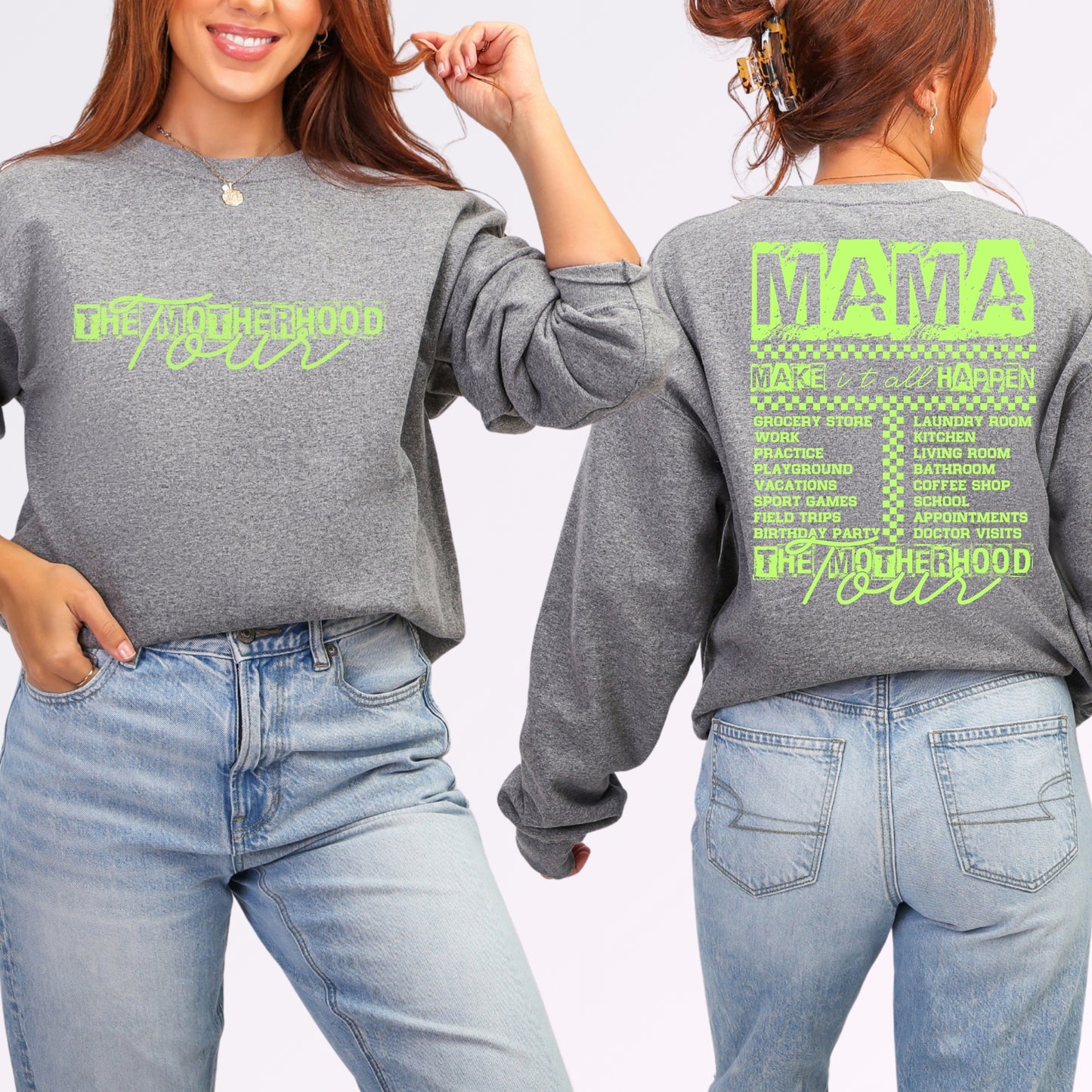 The Motherhood Tour Sweatshirt | Funny Front & Back Mom Life Crewneck