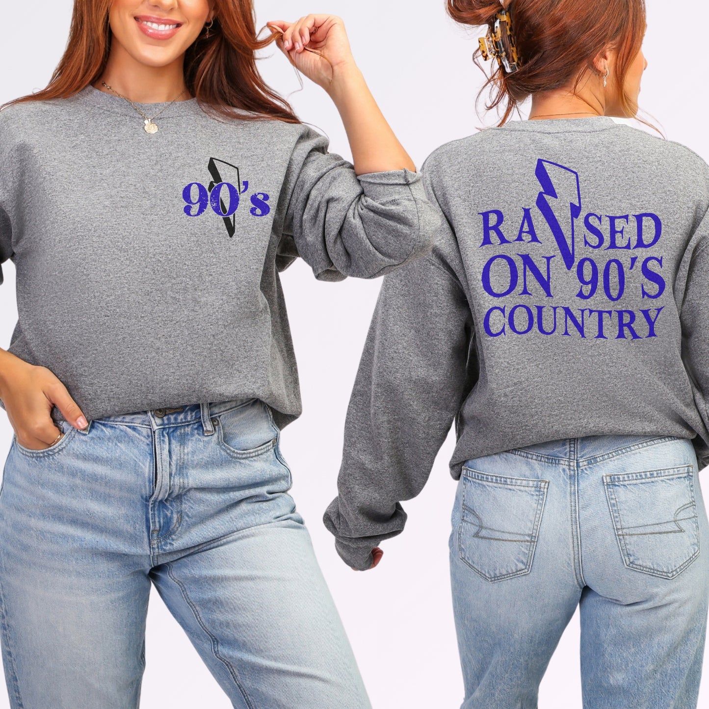 Raised on 90’s Country Sweatshirt | Front & Back Country Music Graphic Crewneck