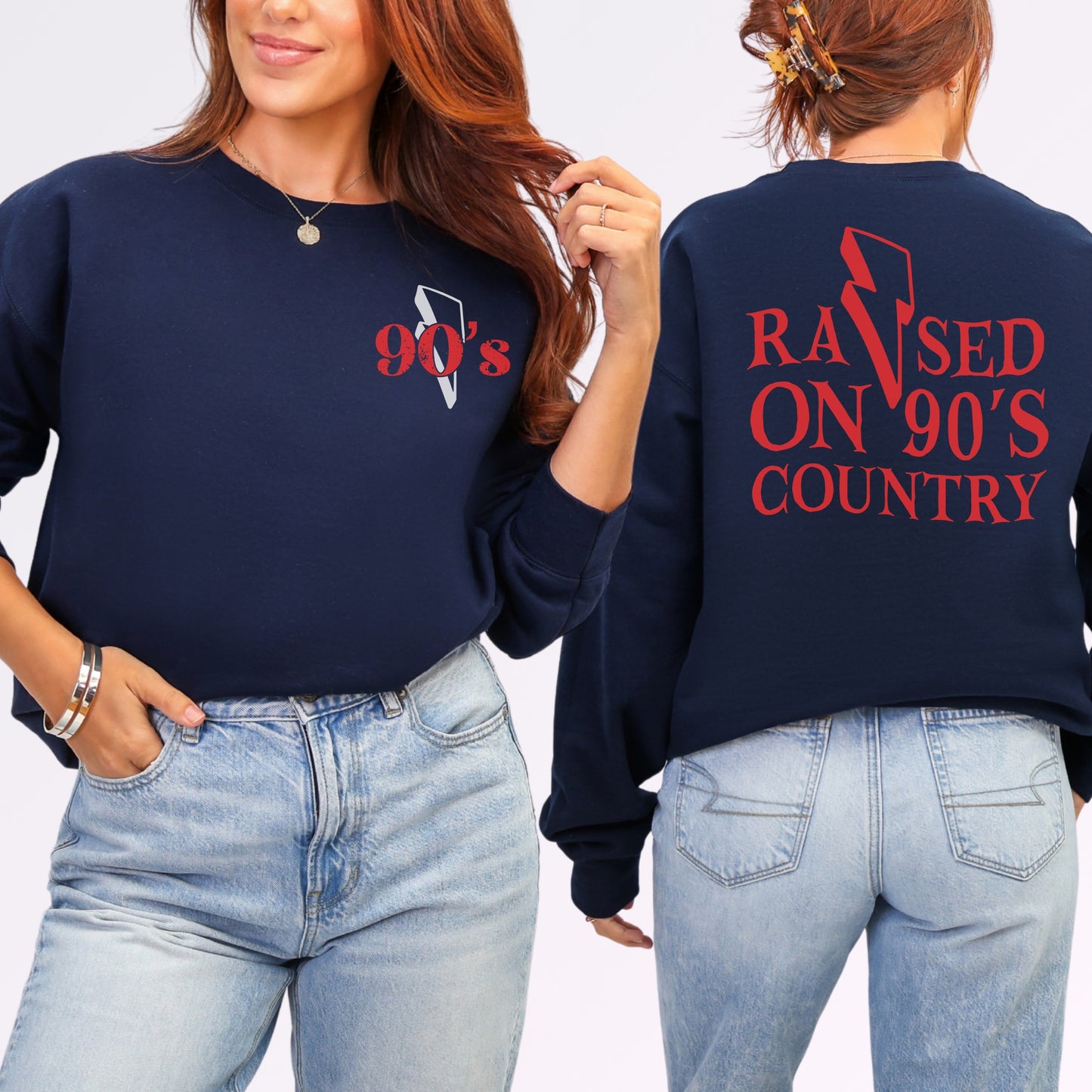 Raised on 90’s Country Sweatshirt | Front & Back Country Music Graphic Crewneck