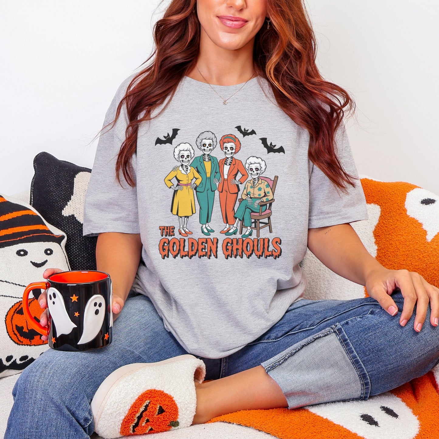 Golden Ghouls Halloween T-Shirt | Retro Graphic Tee | Gildan Softstyle Unisex
