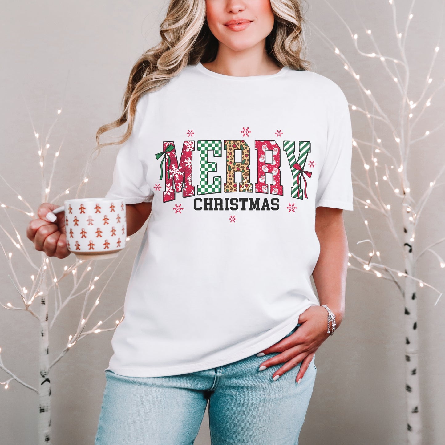 Merry Christmas Patchwork Tee