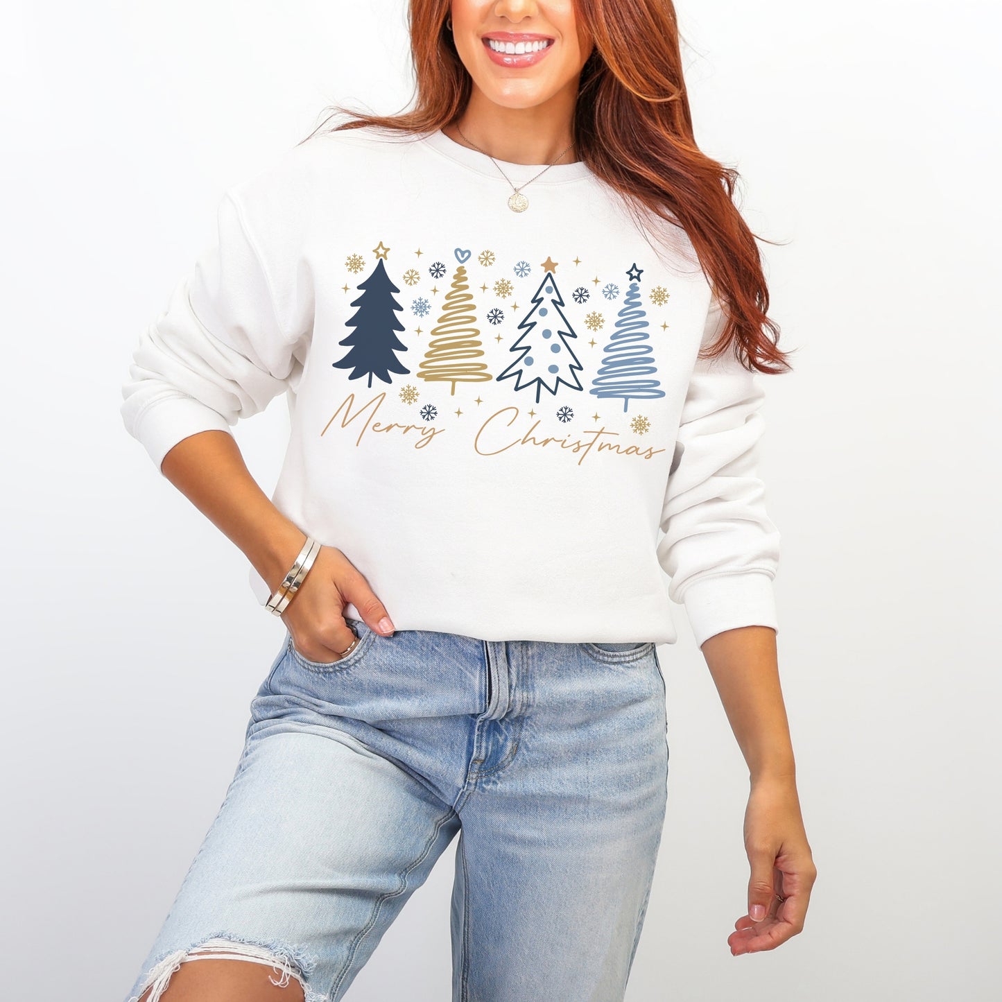 Merry Christmas Tree Line Sweatshirt