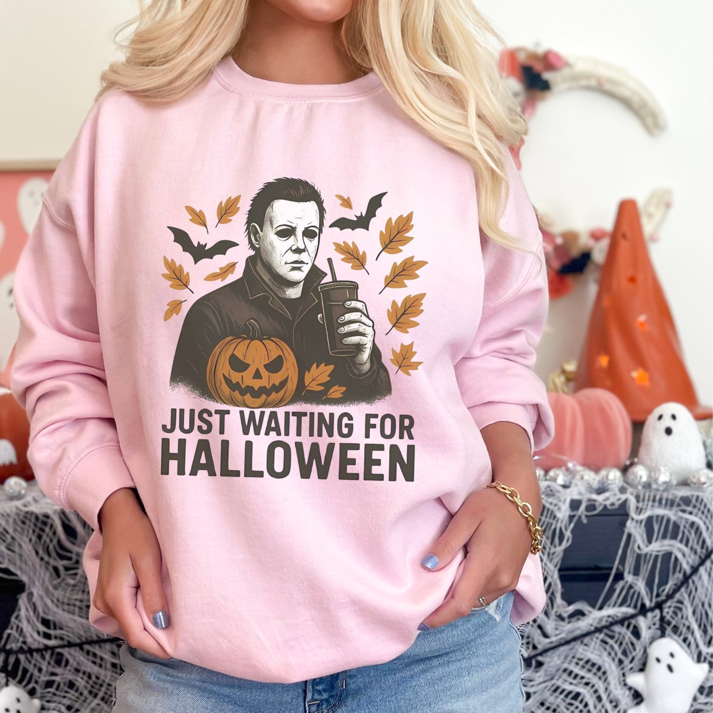 Just Waiting for Halloween Crewneck | Gildan Heavy Blend Sweatshirt
