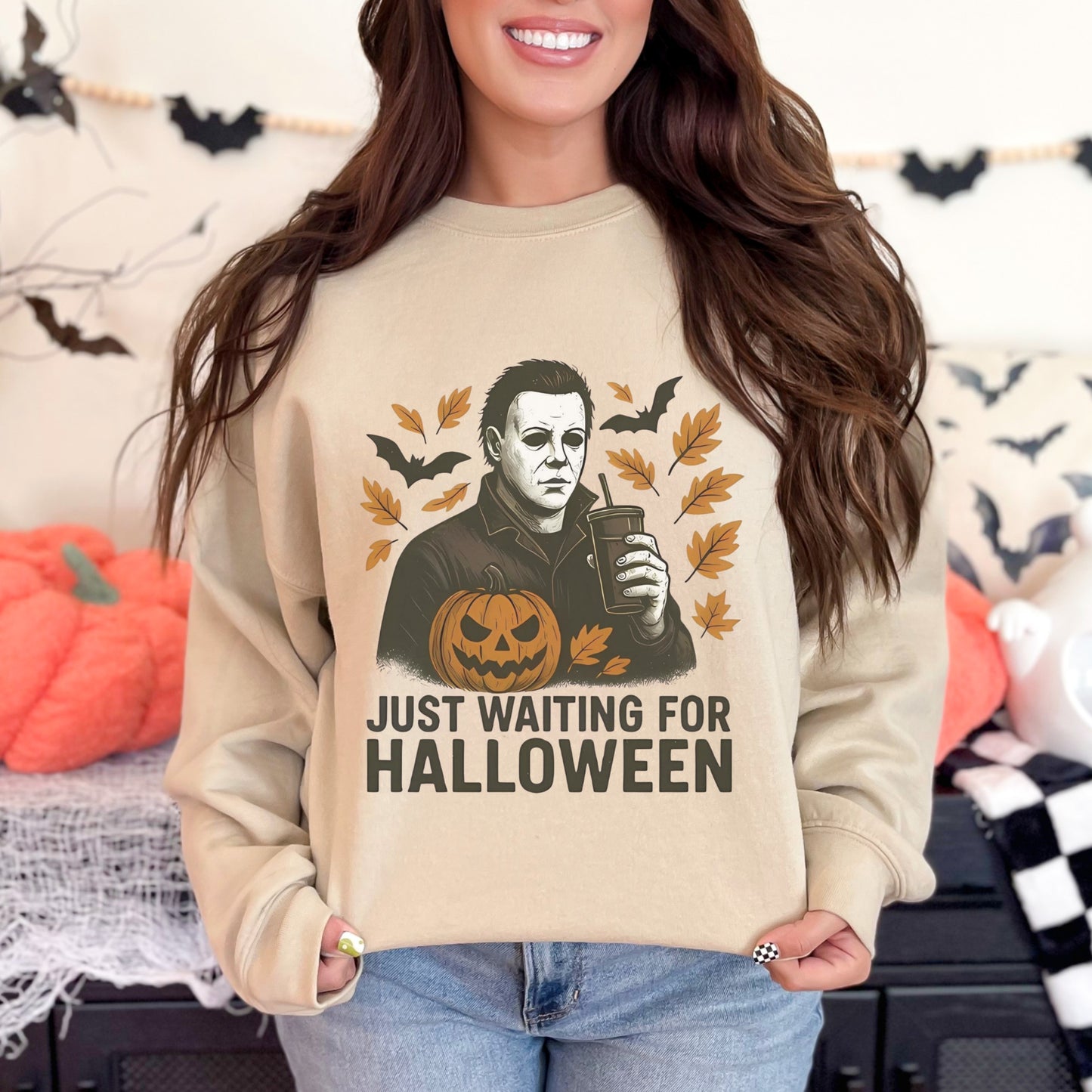 Just Waiting for Halloween Crewneck | Gildan Heavy Blend Sweatshirt