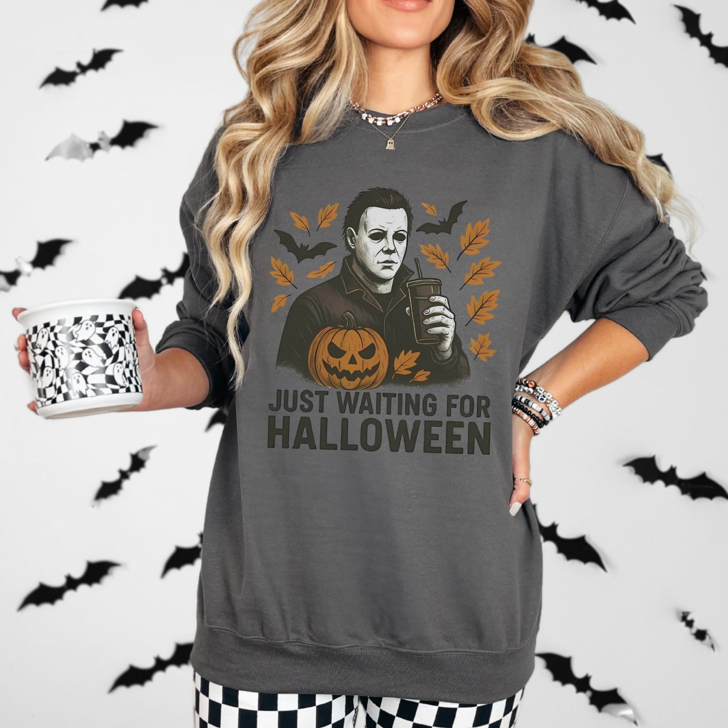 Just Waiting for Halloween Crewneck | Gildan Heavy Blend Sweatshirt