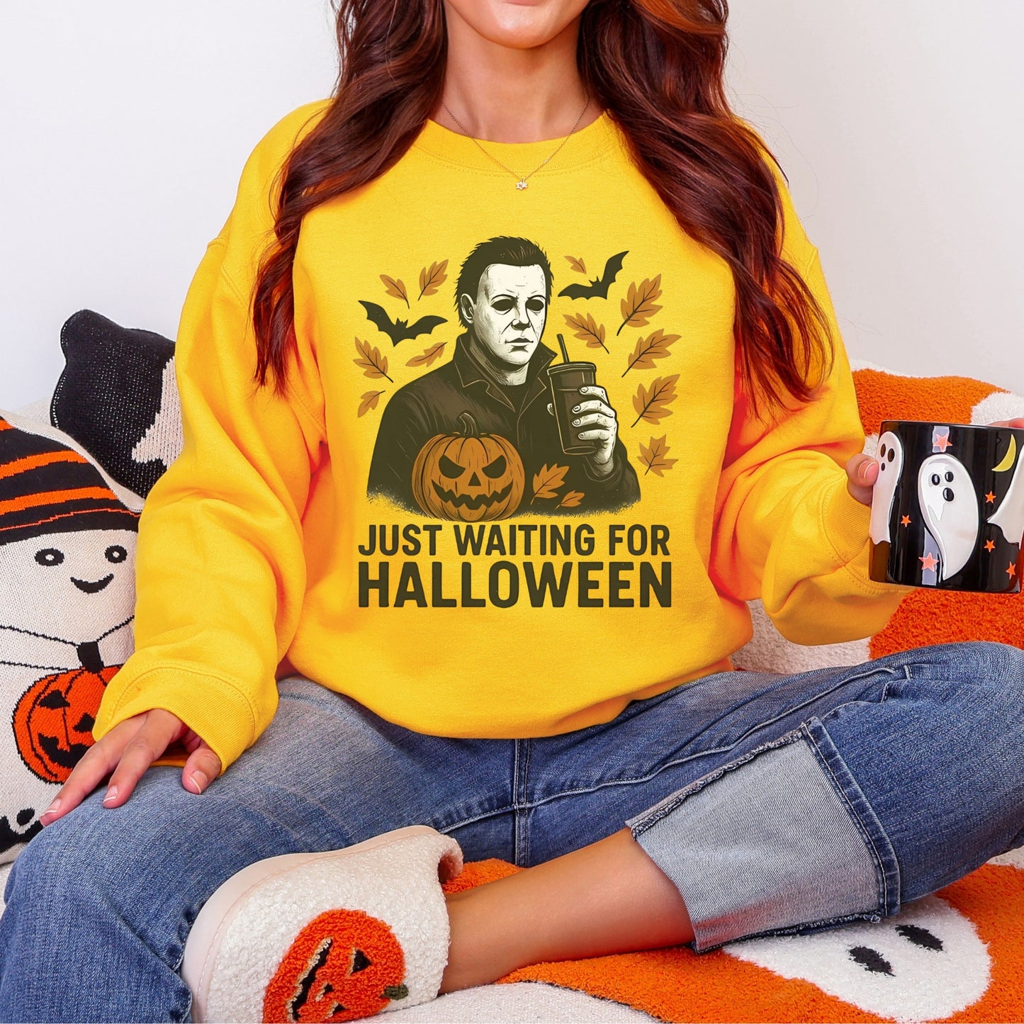 Just Waiting for Halloween Crewneck | Gildan Heavy Blend Sweatshirt