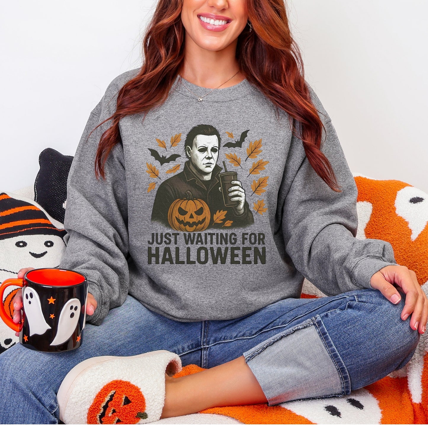 Just Waiting for Halloween Crewneck | Gildan Heavy Blend Sweatshirt