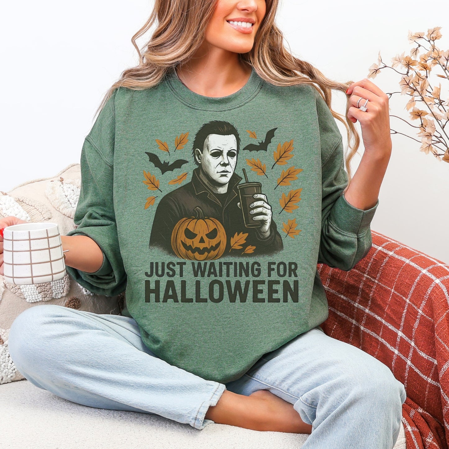 Just Waiting for Halloween Crewneck | Gildan Heavy Blend Sweatshirt