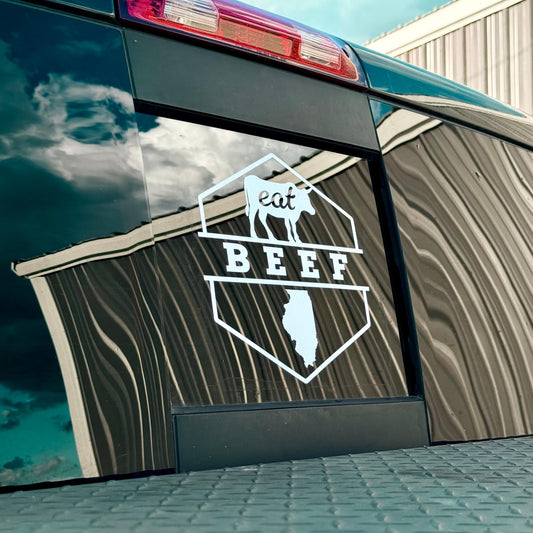 8”x8” Eat Beef Vinyl Decal - Farmhouse Style Sticker - All 50 States Available