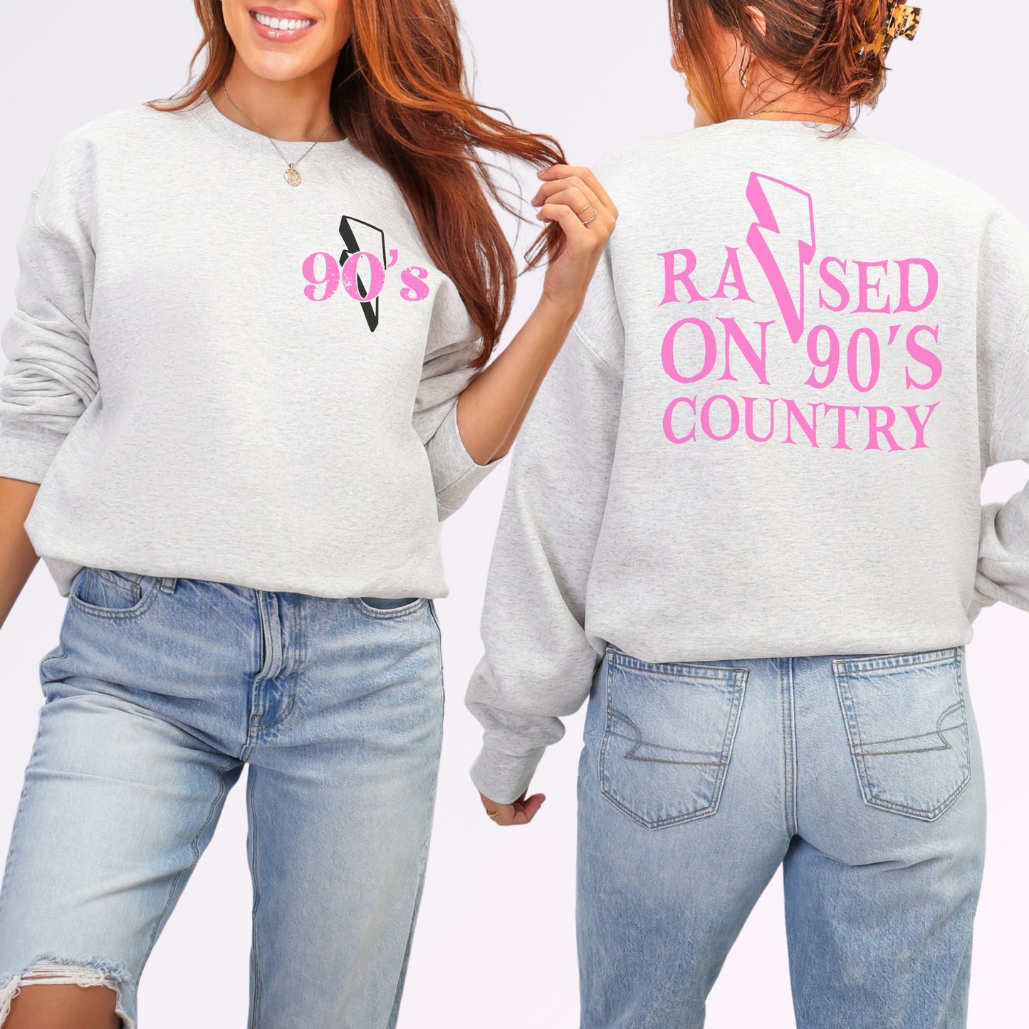 Raised on 90’s Country Sweatshirt | Front & Back Country Music Graphic Crewneck