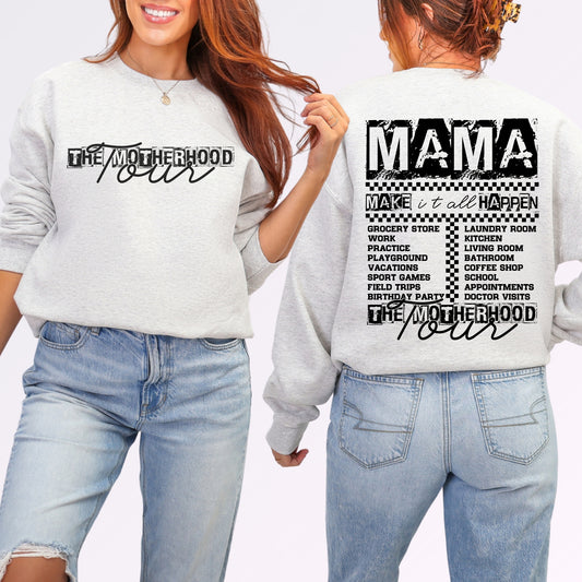 The Motherhood Tour Sweatshirt | Funny Front & Back Mom Life Crewneck