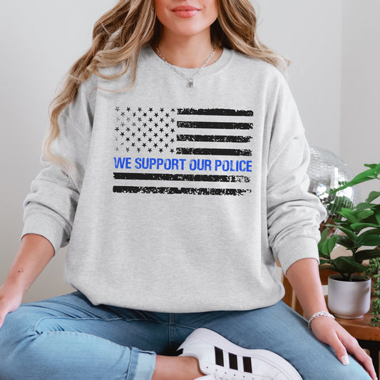 “We Support Our Police” Thin Blue Line Crewneck | Patriot Collection