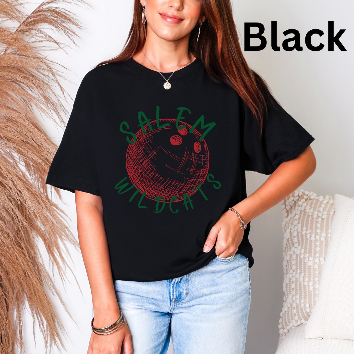 Salem Wildcats Bowling Tee | Vintage Sketch Bowling Ball Team Shirt