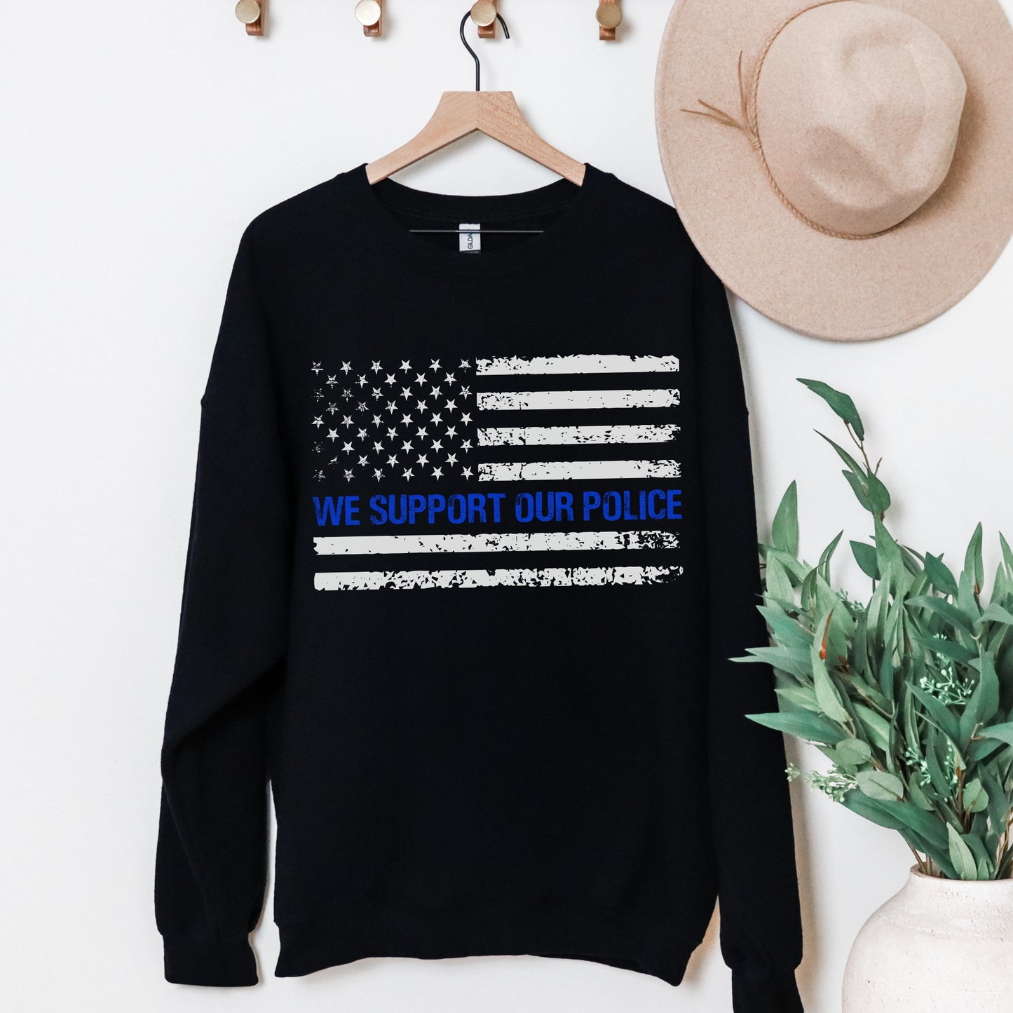 “We Support Our Police” Thin Blue Line Crewneck | Patriot Collection