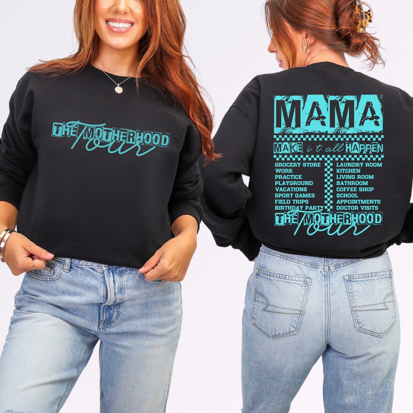 The Motherhood Tour Sweatshirt | Funny Front & Back Mom Life Crewneck