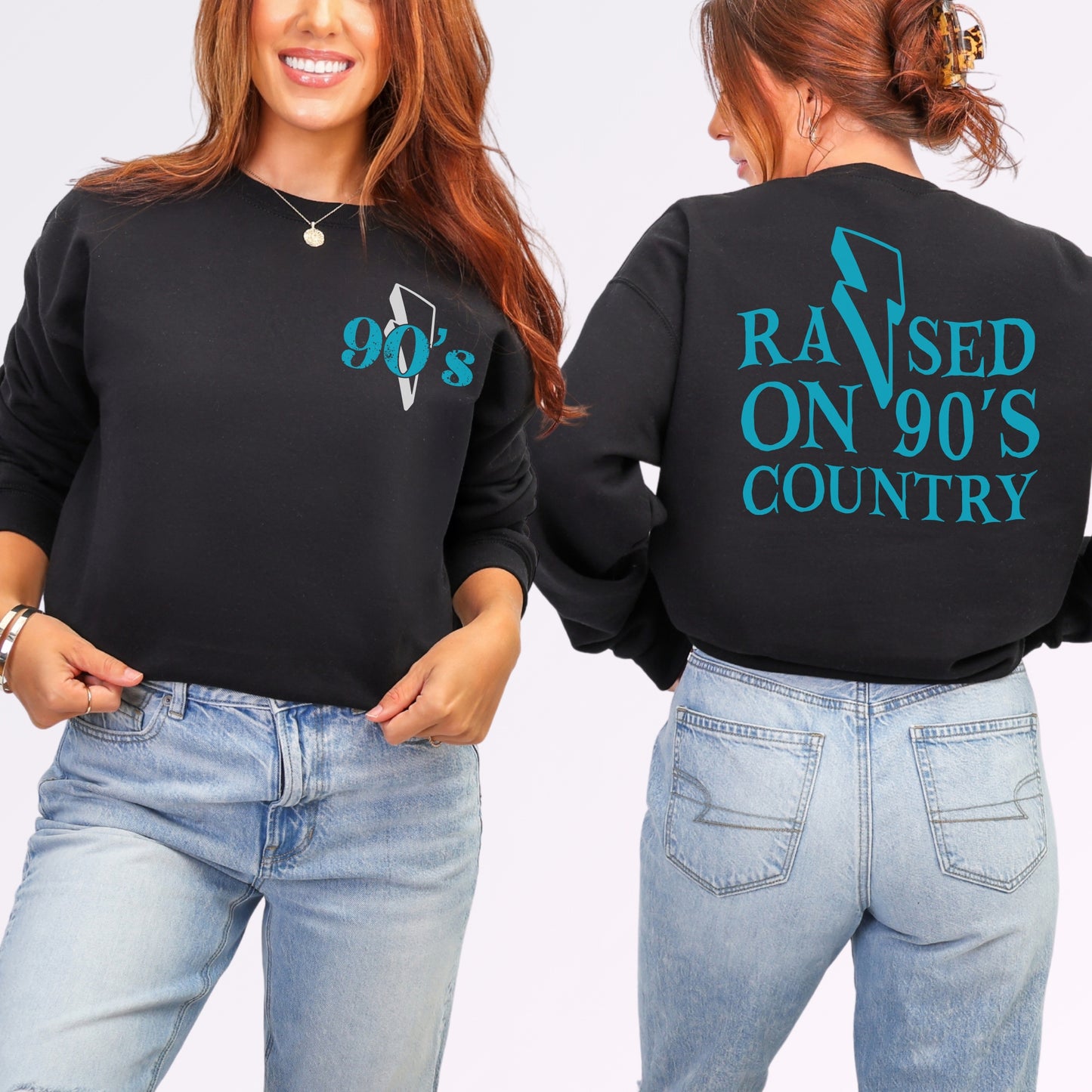 Raised on 90’s Country Sweatshirt | Front & Back Country Music Graphic Crewneck
