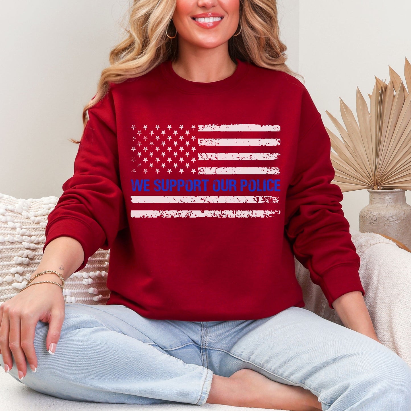 “We Support Our Police” Thin Blue Line Crewneck | Patriot Collection
