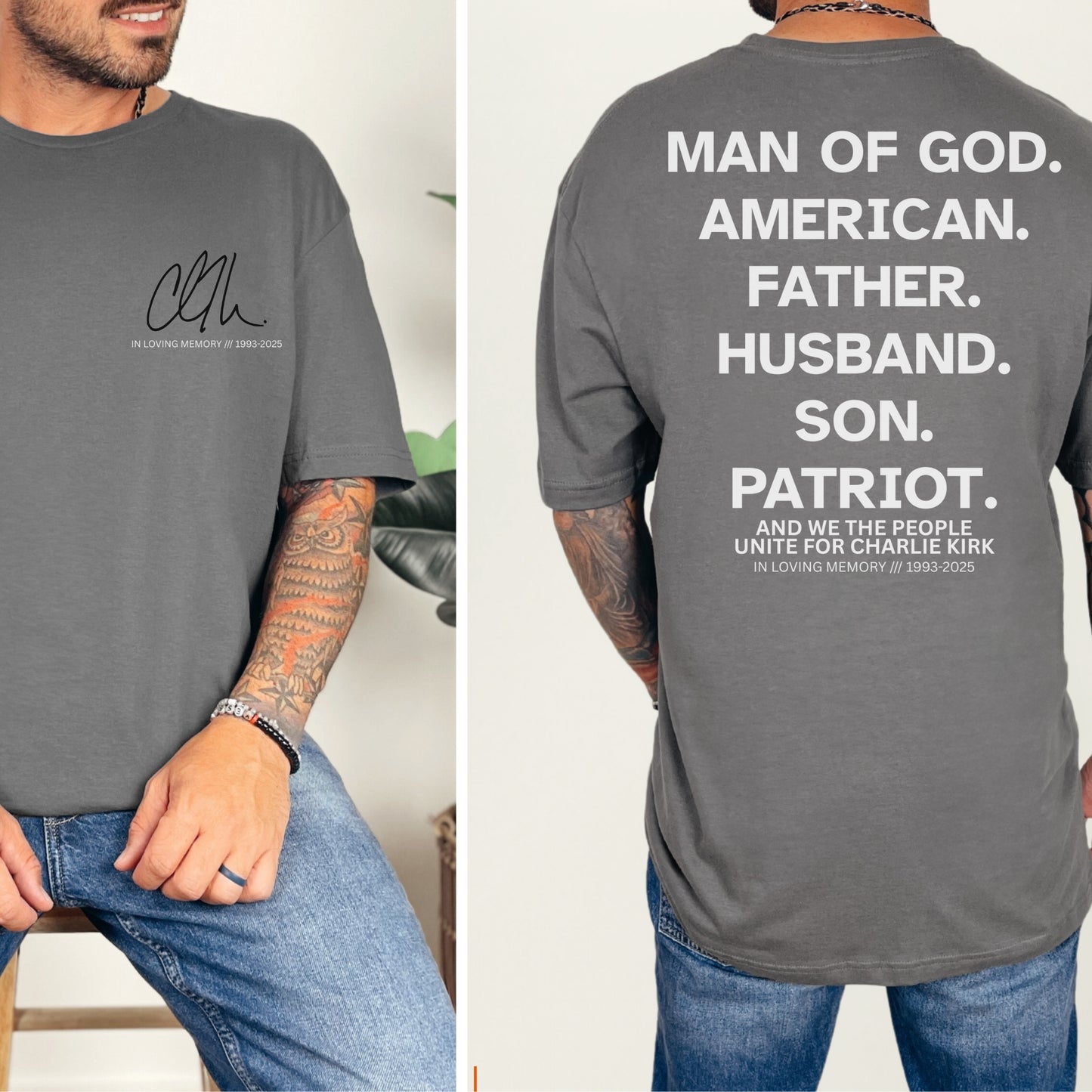 “Man of God. American. Father. Husband. Son. Patriot.” Memorial T-Shirt | Patriot Collection