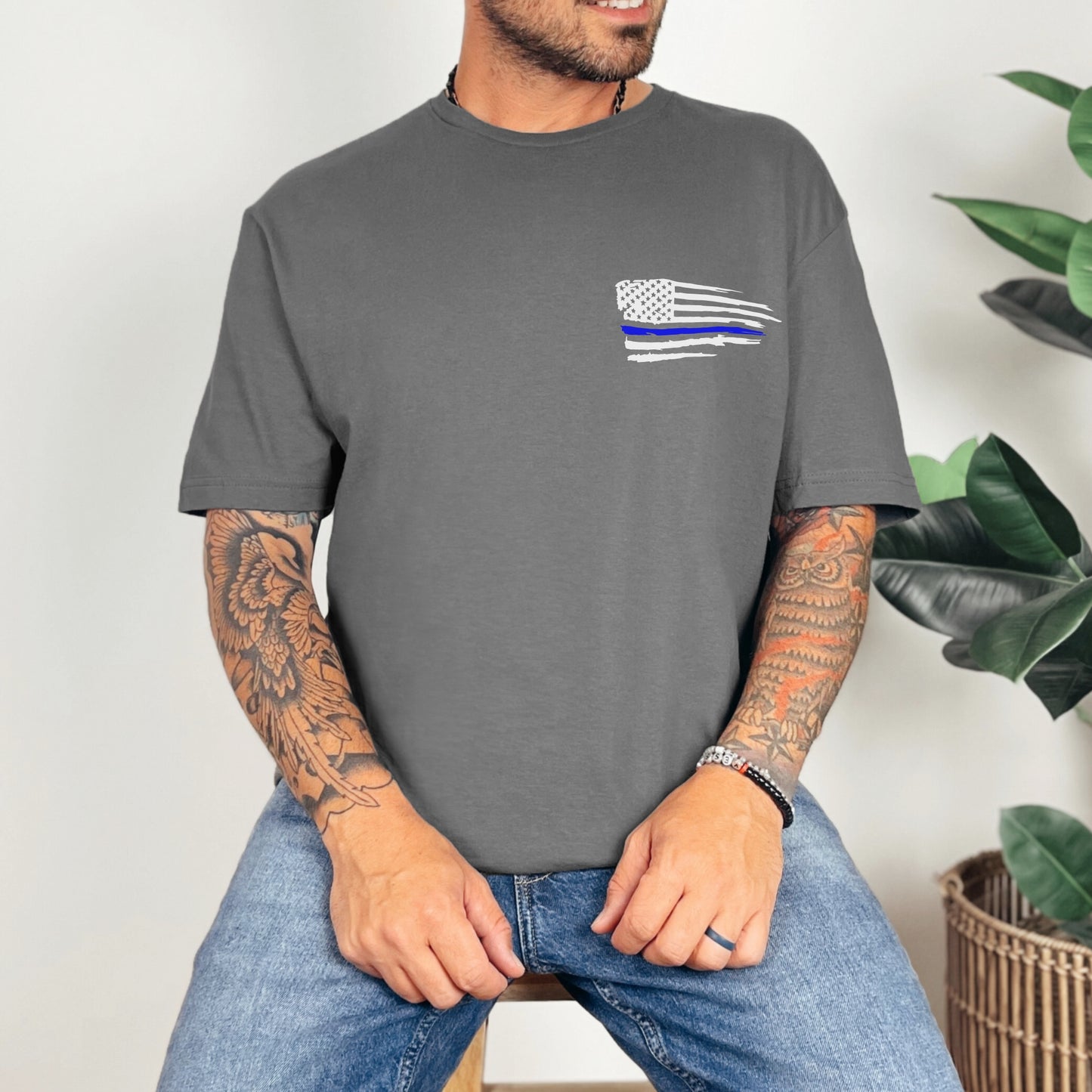 “Joshua 1:9 — Duty, Honor, Courage” Thin Blue Line T-Shirt | Patriot Collection