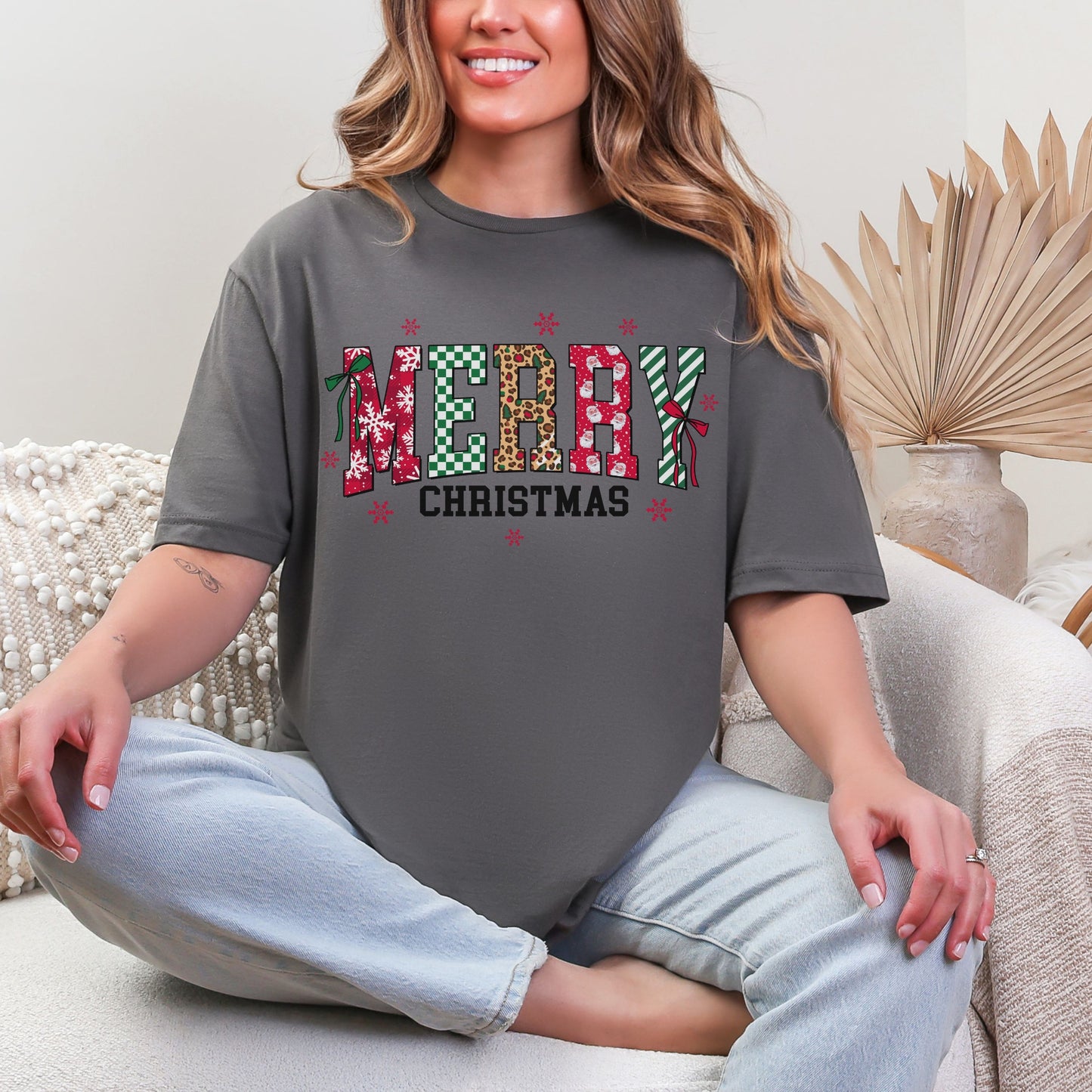 Merry Christmas Patchwork Tee