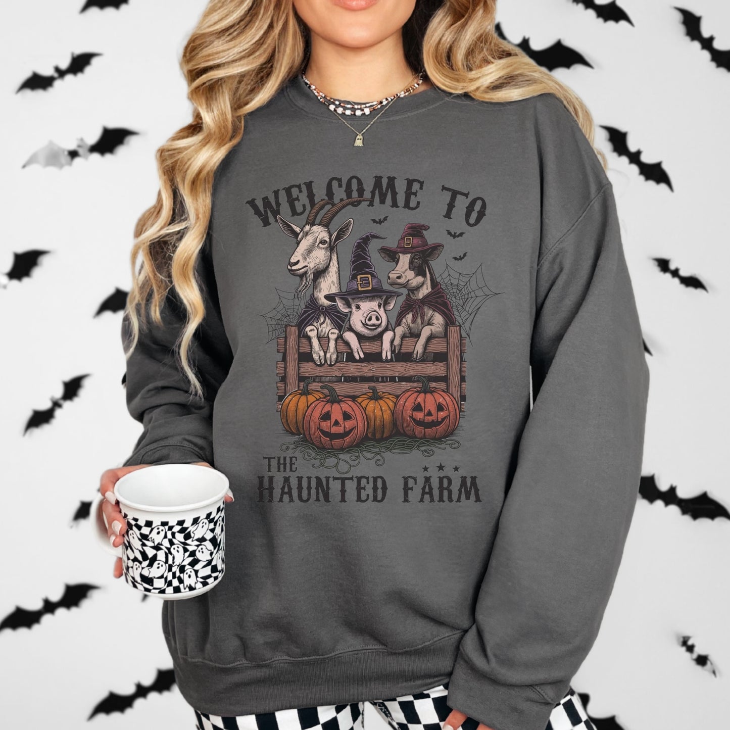 Haunted Farm Sweatshirt – Gildan 50/50 | Fall Graphic Crewneck