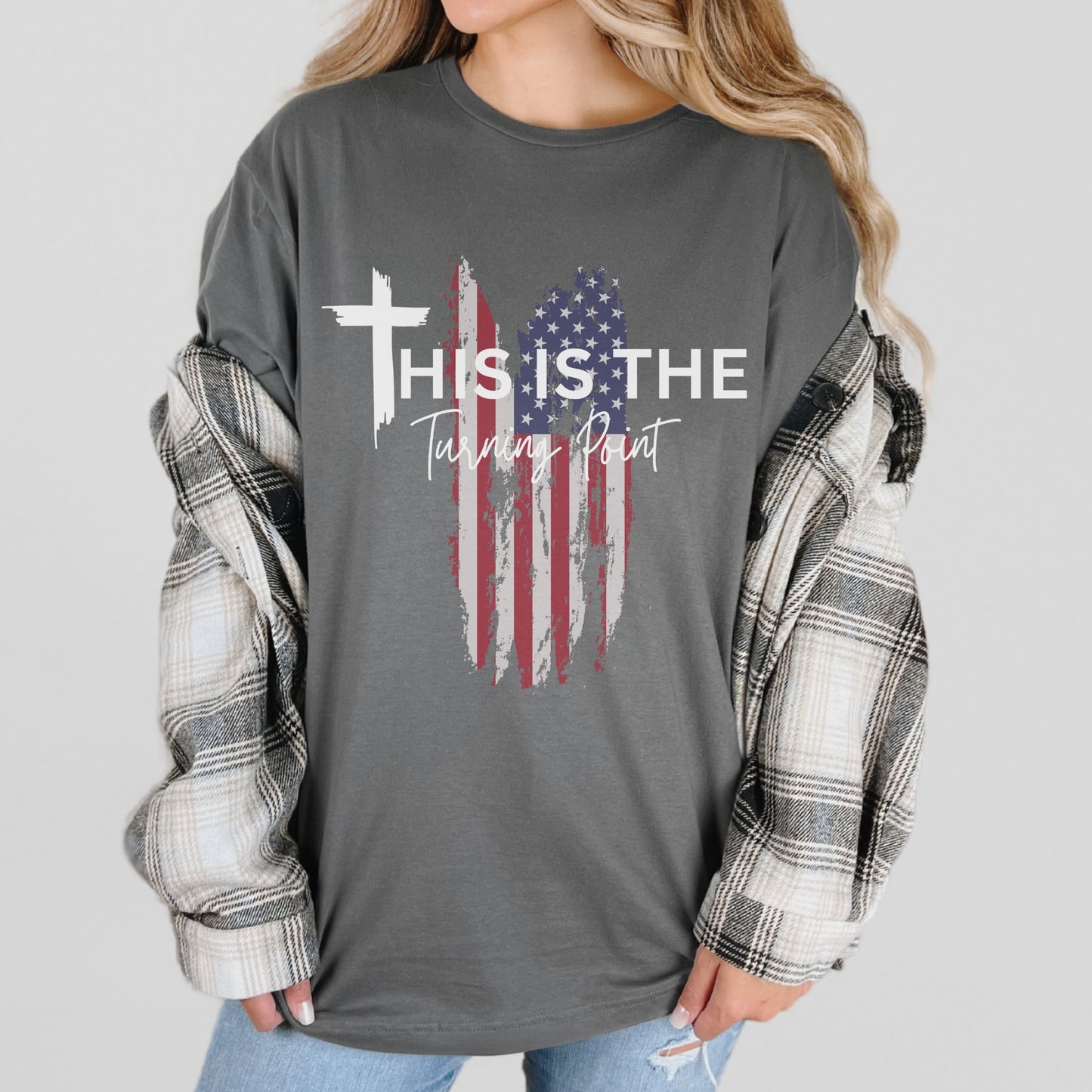 Turning Point Flag Tee – Stand Strong: Charlie Kirk Collection