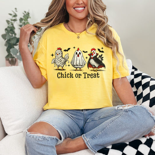 Chick or Treat Halloween Chicken Graphic Tee – Gildan Softstyle Unisex T-Shirt
