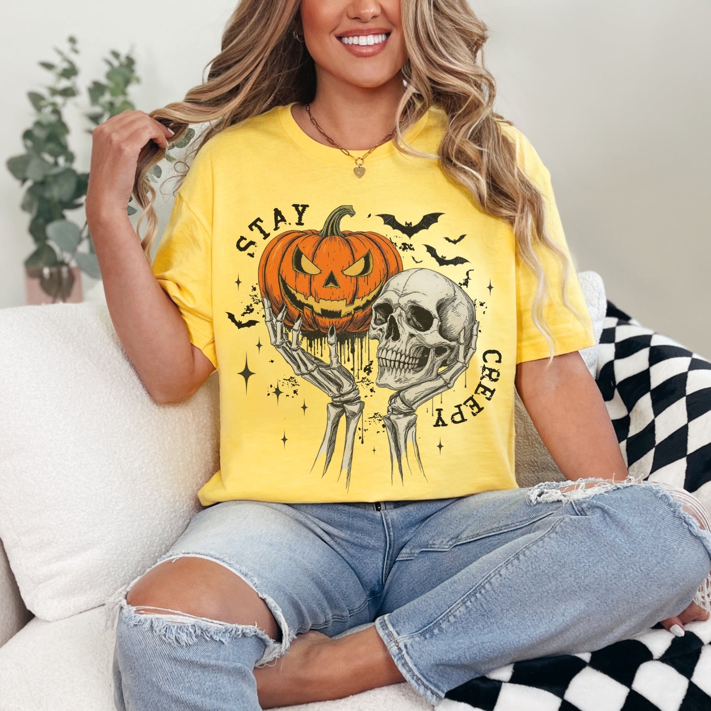 Stay Creepy Gildan SoftStyle Tee – Unisex Halloween Graphic T-Shirt