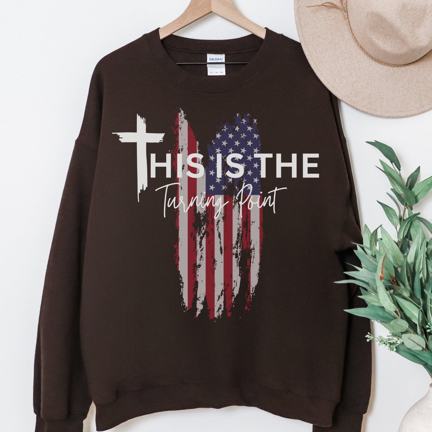 Turning Point Flag Sweatshirt – Stand Strong: Charlie Kirk Collection