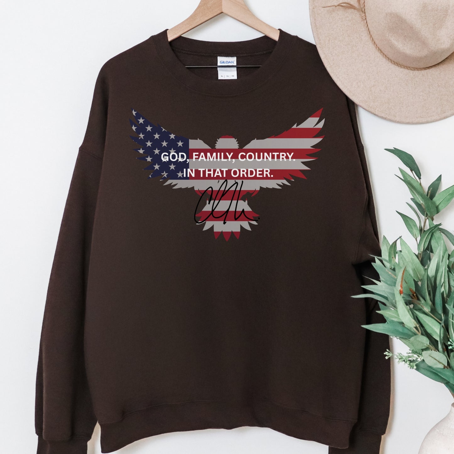 God, Family, Country Sweatshirt – Stand Strong: Charlie Kirk Collection