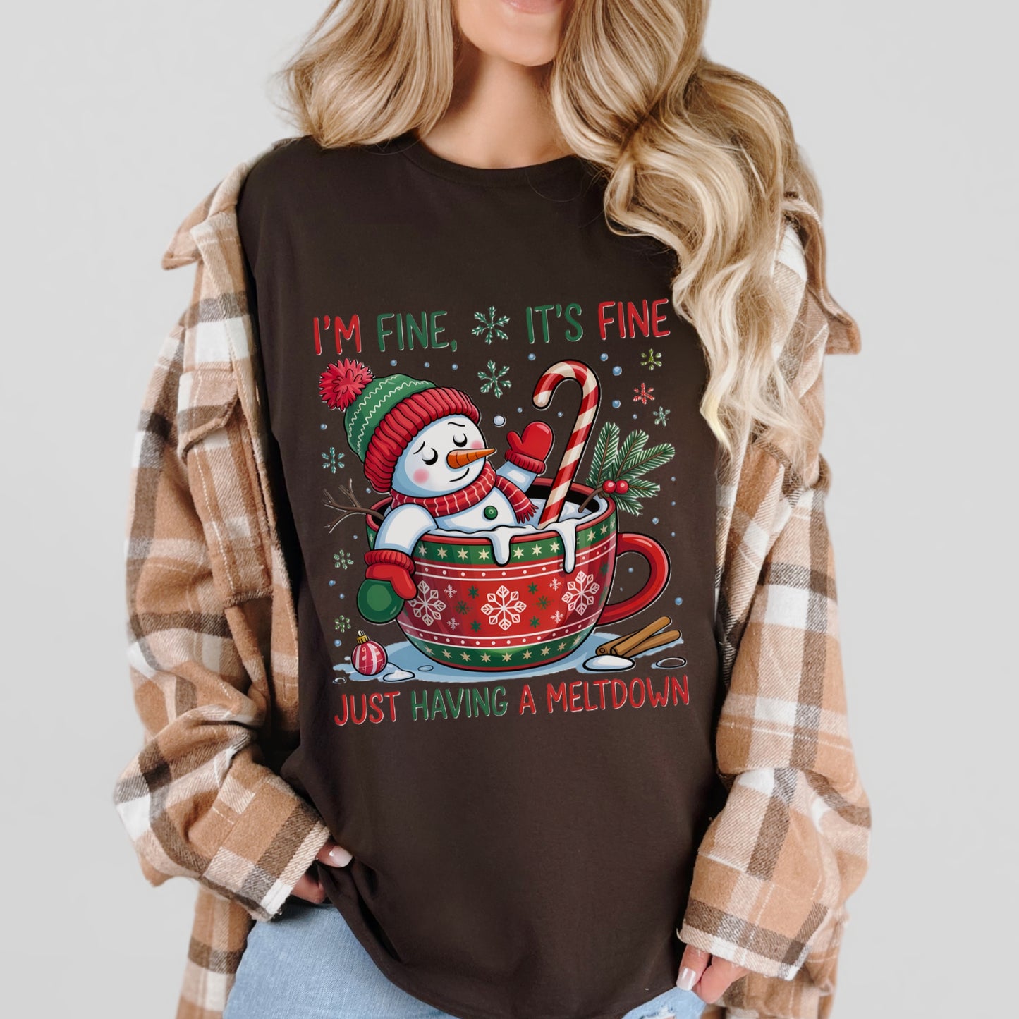 “I’m Fine, It’s Fine” Snowman Christmas Tee