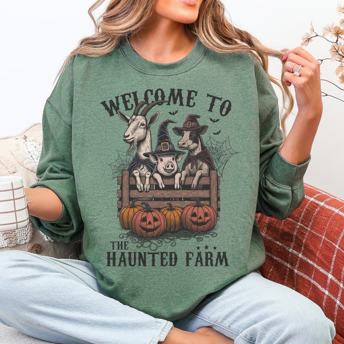 Haunted Farm Sweatshirt – Gildan 50/50 | Fall Graphic Crewneck