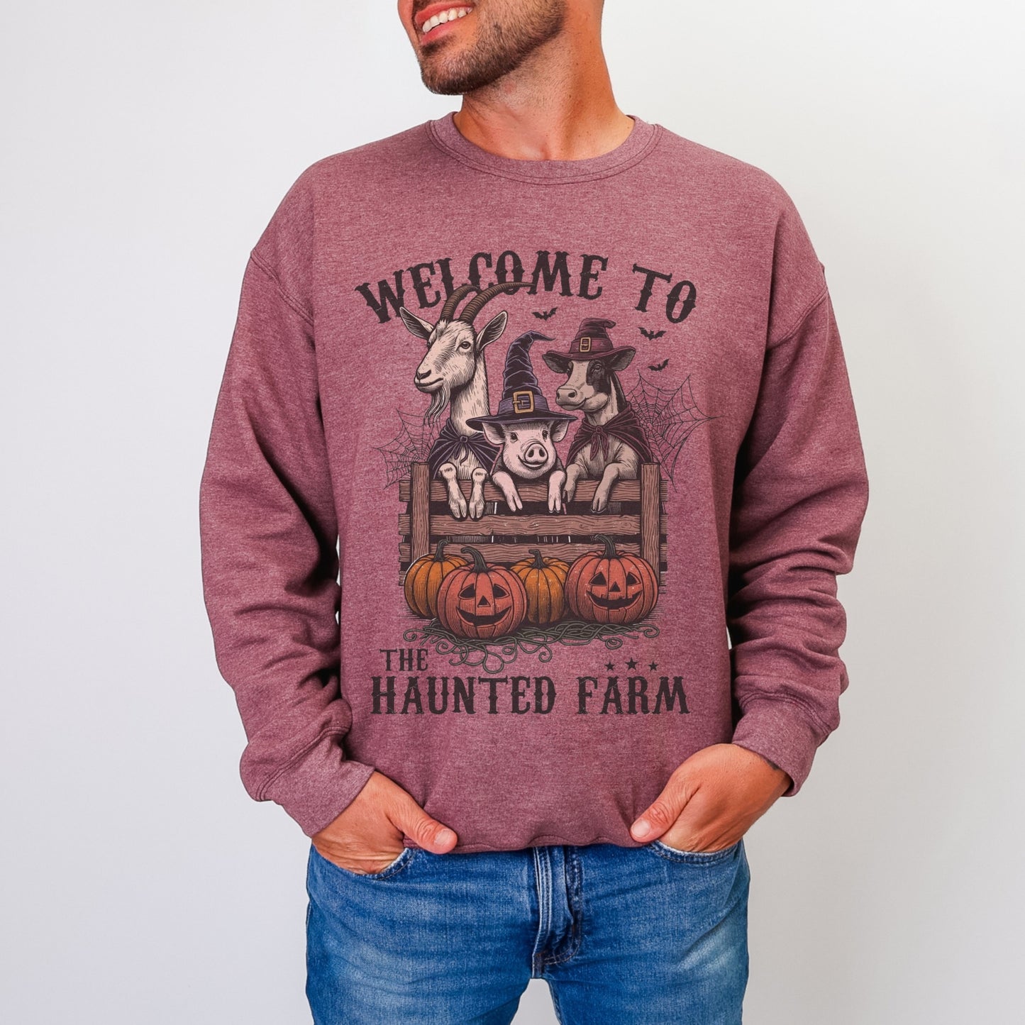 Haunted Farm Sweatshirt – Gildan 50/50 | Fall Graphic Crewneck