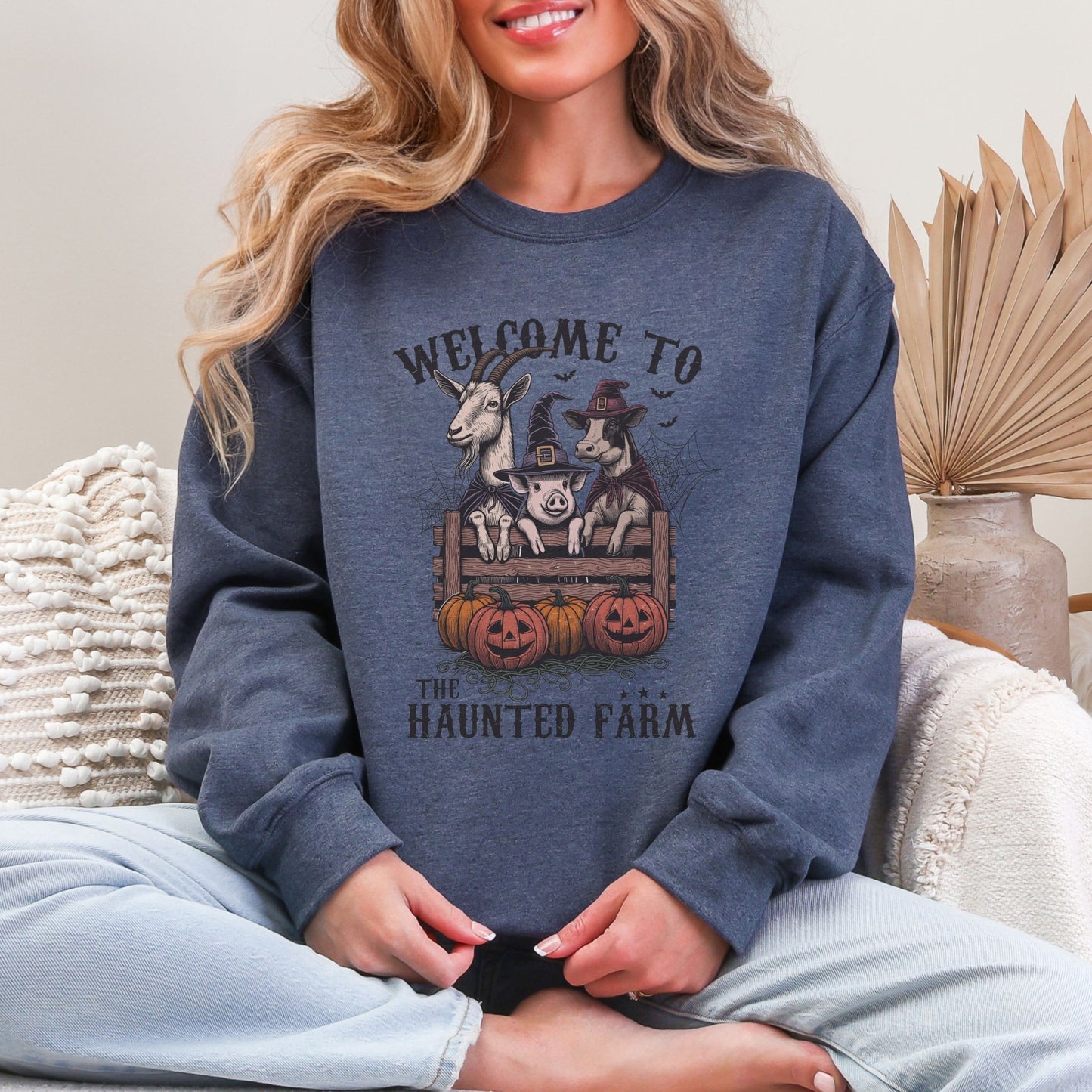 Haunted Farm Sweatshirt – Gildan 50/50 | Fall Graphic Crewneck