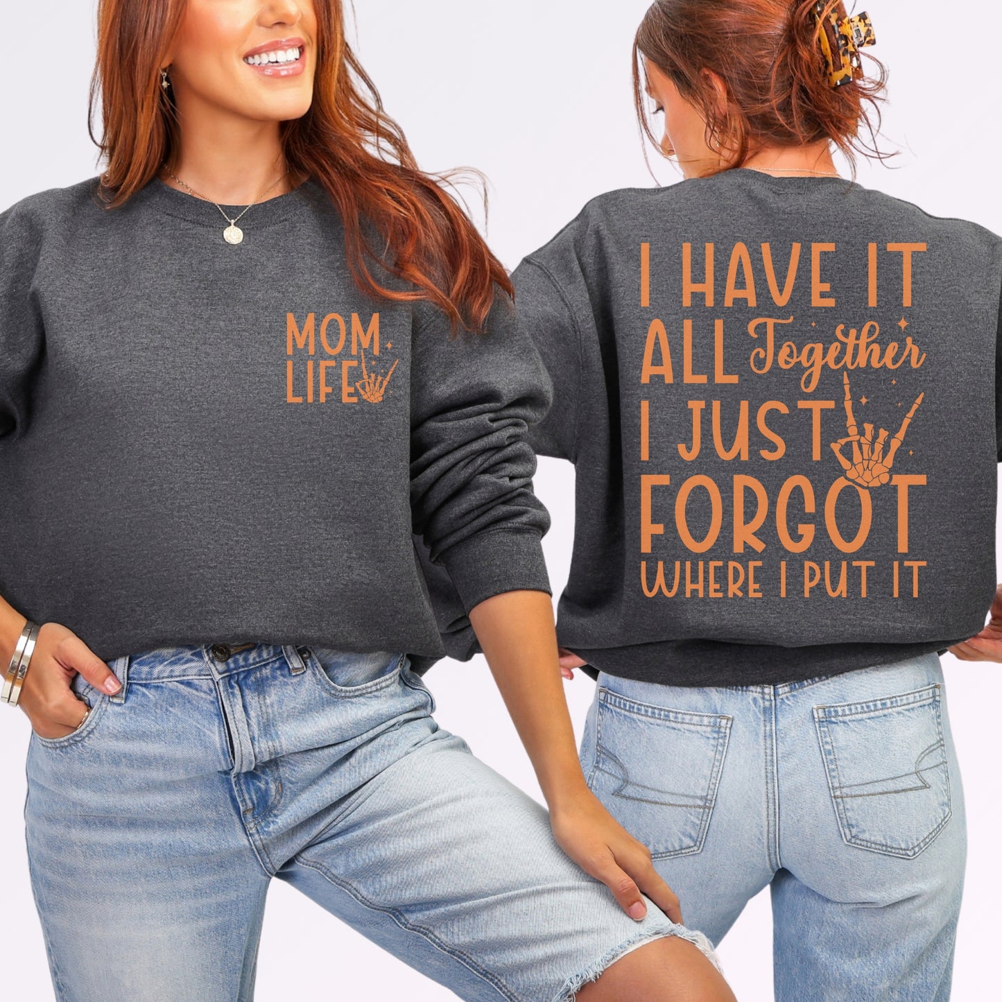 Mom Life Sweatshirt | Funny Front & Back Mom Graphic Crewneck