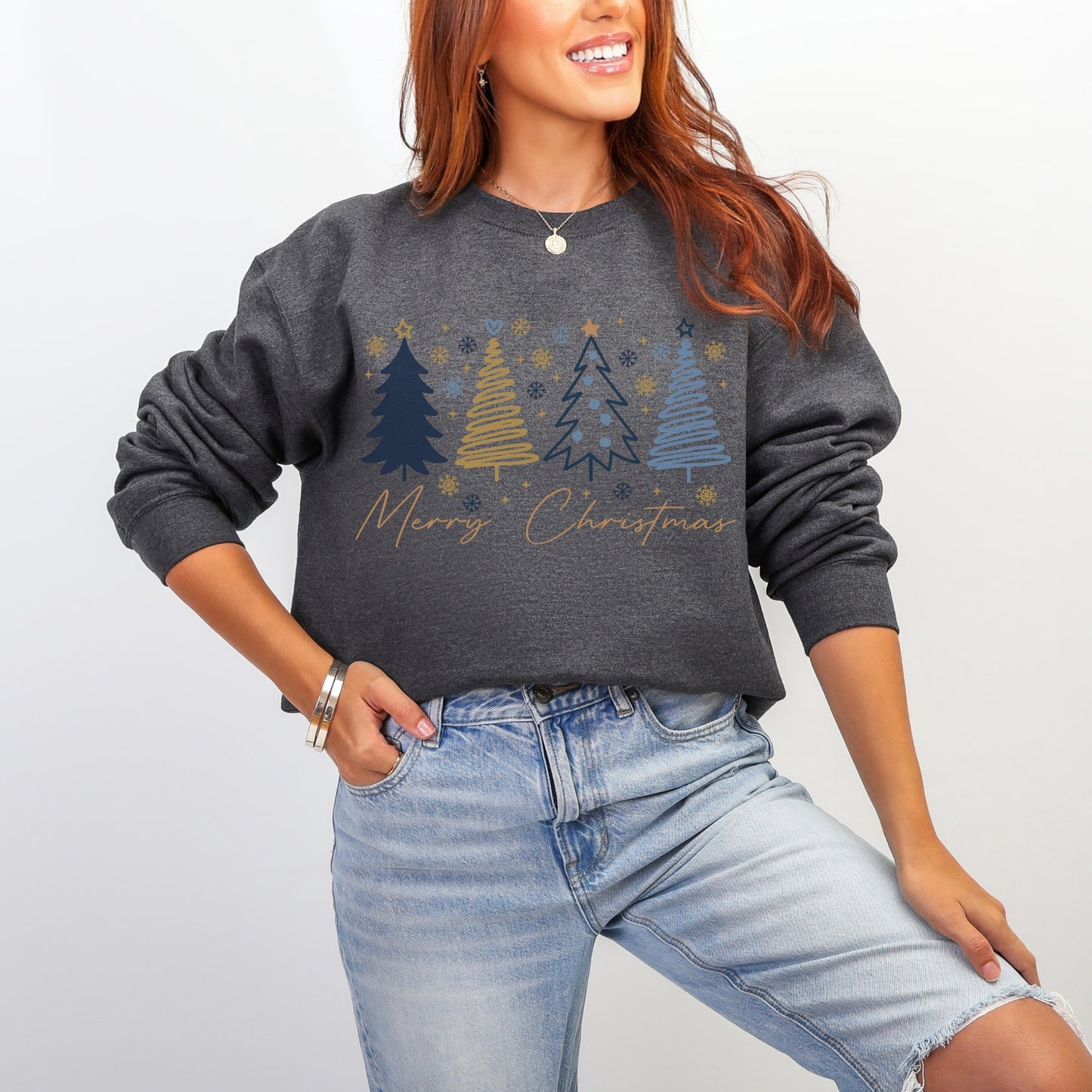 Merry Christmas Tree Line Sweatshirt