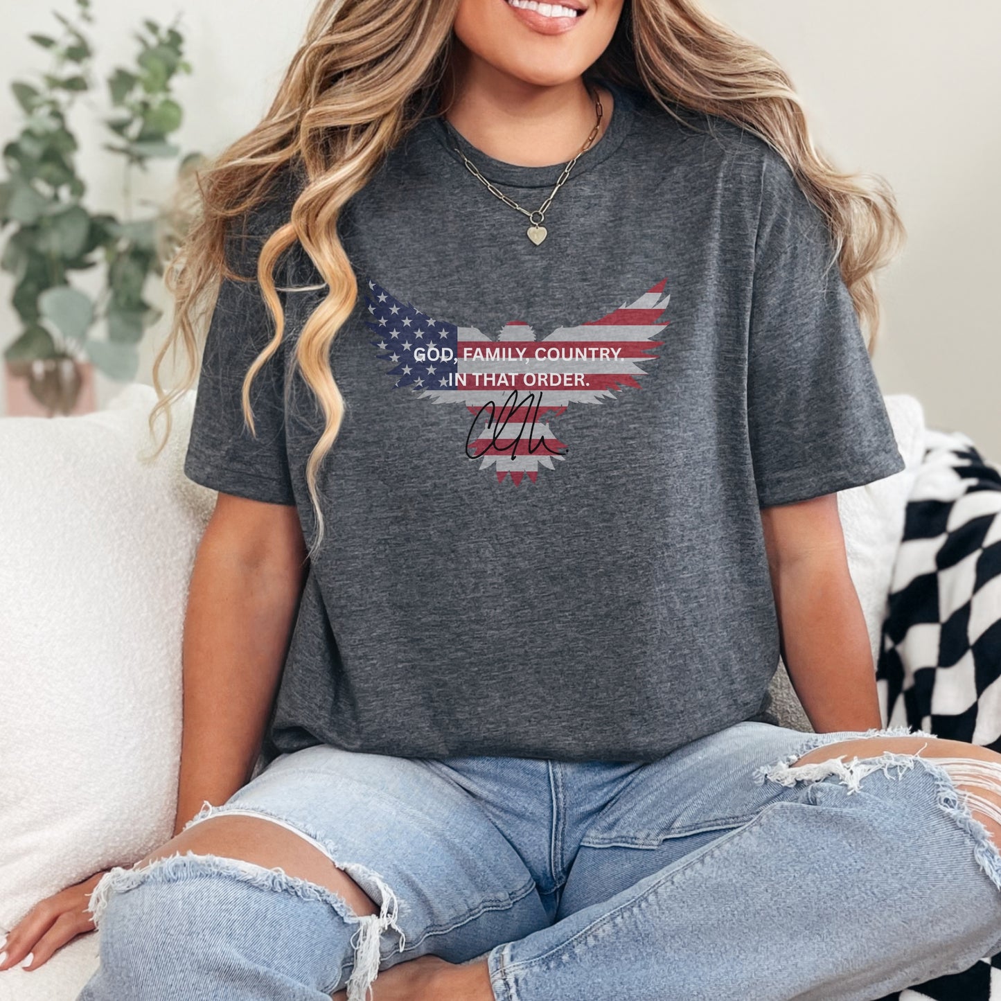 God, Family, Country Tee – Stand Strong: Charlie Kirk Collection