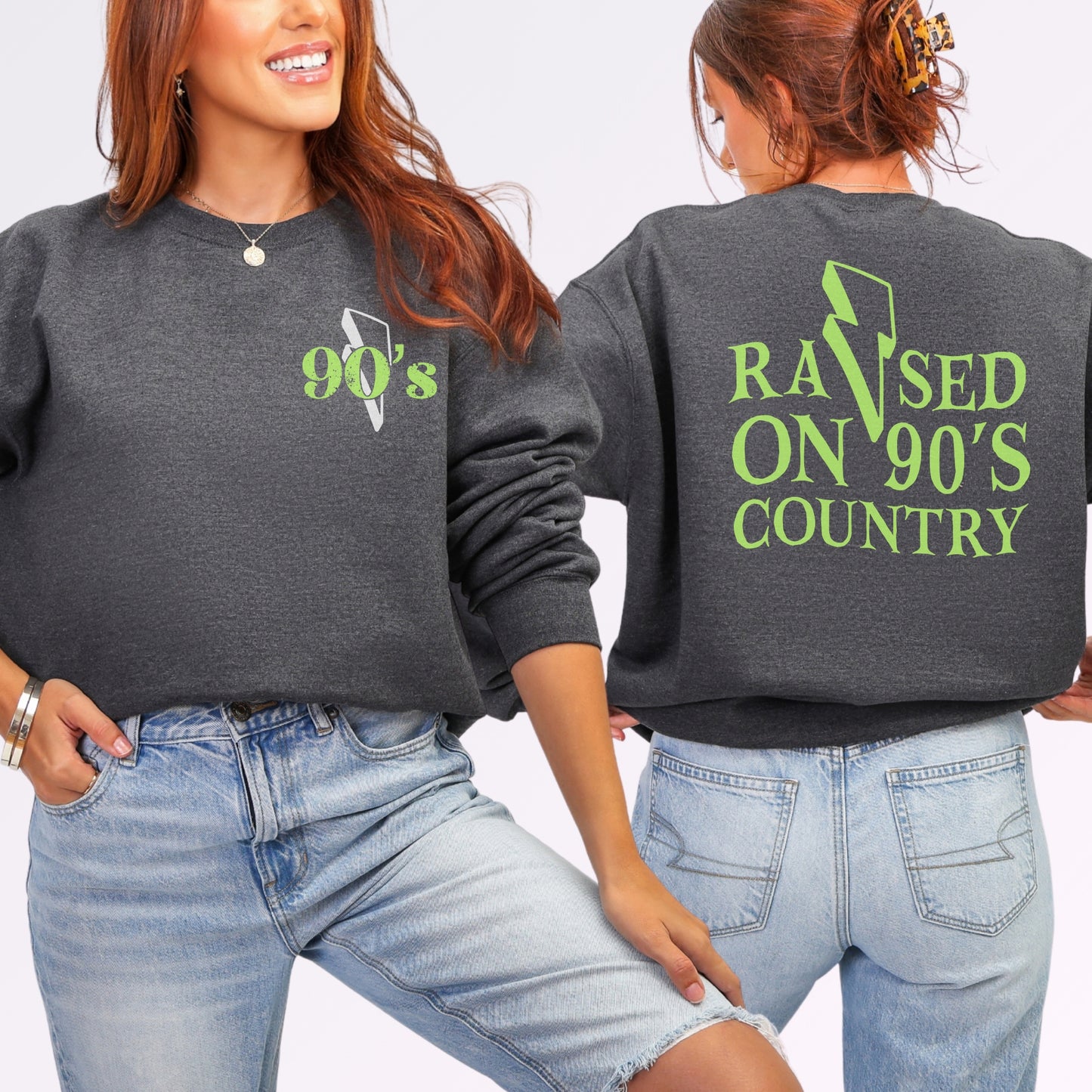 Raised on 90’s Country Sweatshirt | Front & Back Country Music Graphic Crewneck