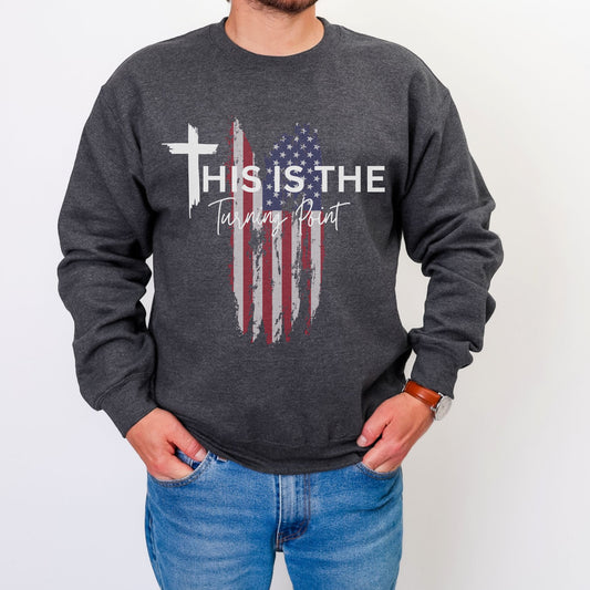 Turning Point Flag Sweatshirt – Stand Strong: Charlie Kirk Collection