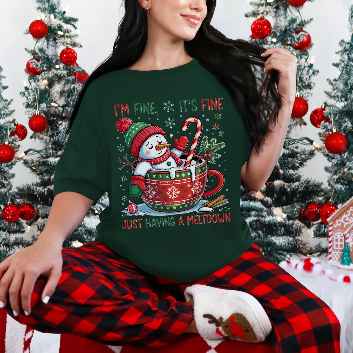 “I’m Fine, It’s Fine” Snowman Christmas Tee