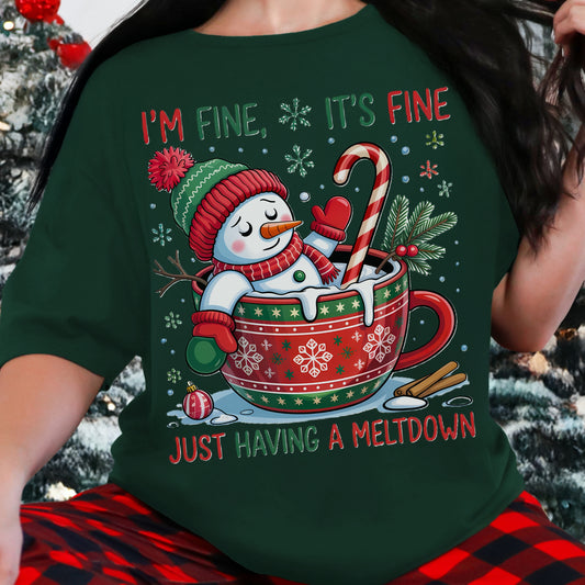 “I’m Fine, It’s Fine” Snowman Christmas Tee