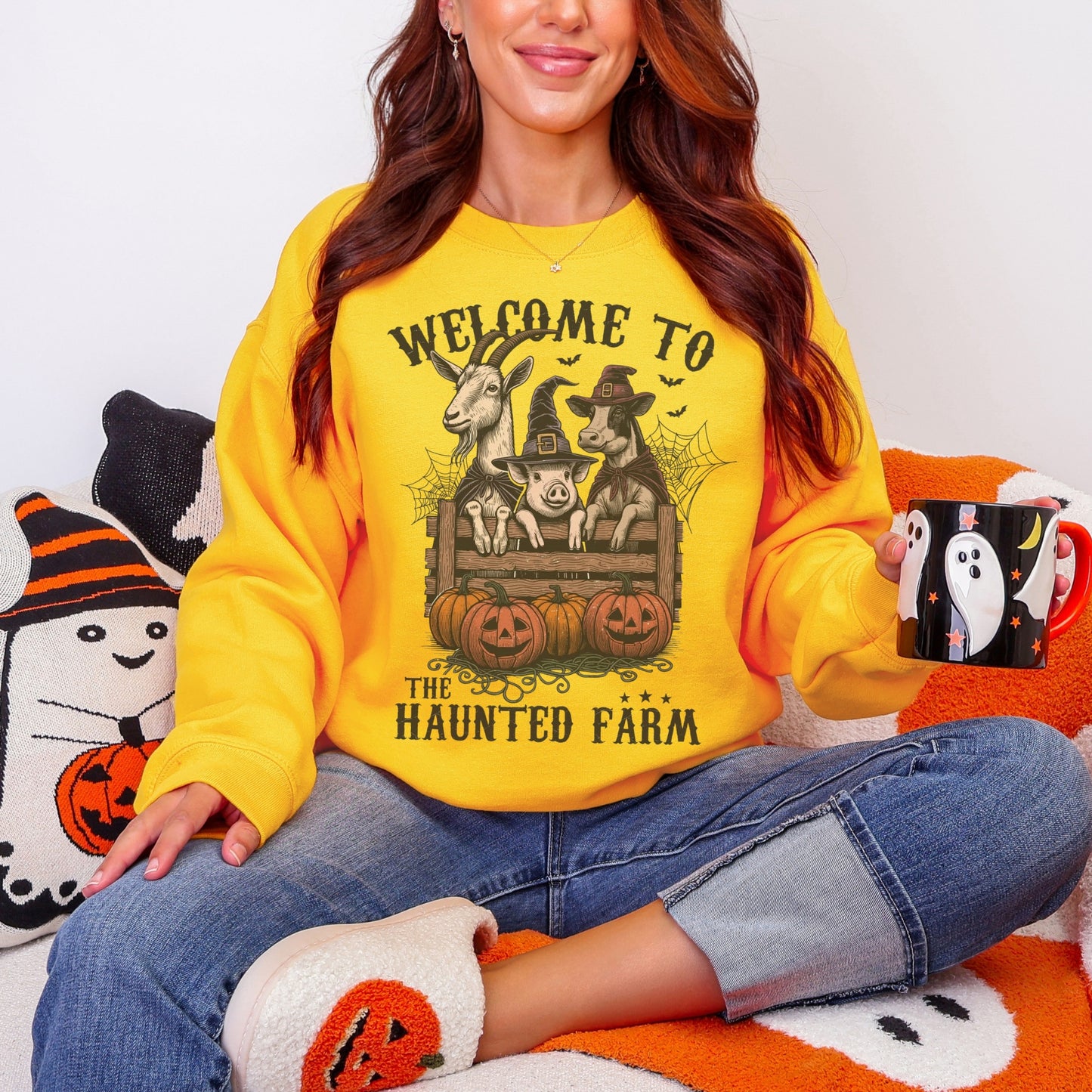 Haunted Farm Sweatshirt – Gildan 50/50 | Fall Graphic Crewneck