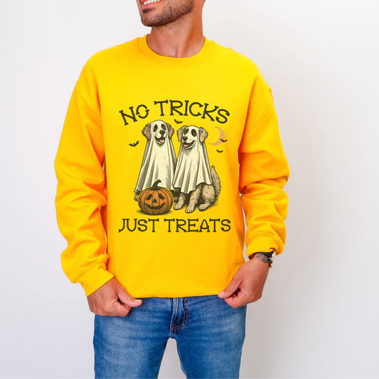 No Tricks Just Treats Dog Halloween Sweatshirt – Unisex Cozy Fall Pullover