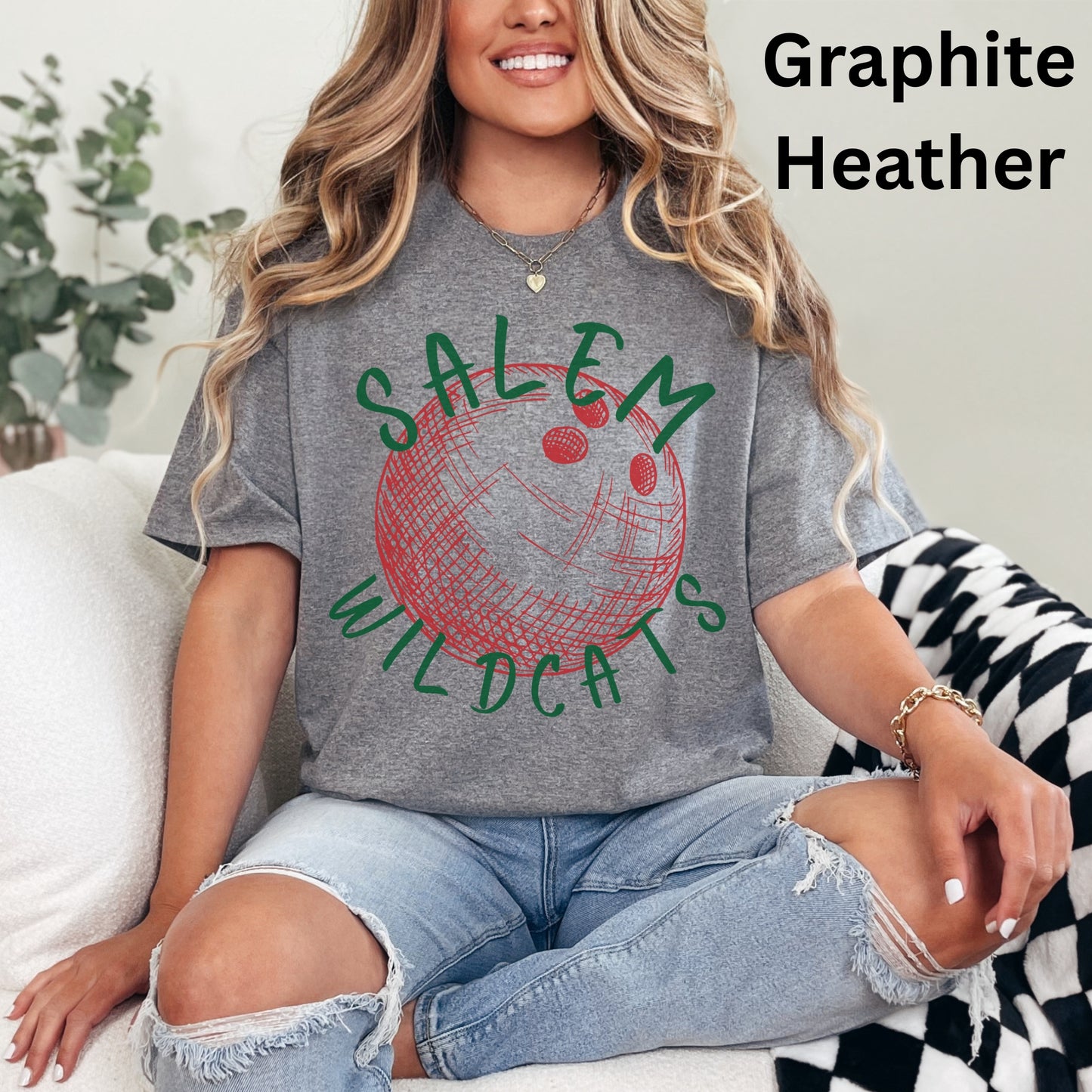 Salem Wildcats Bowling Tee | Vintage Sketch Bowling Ball Team Shirt