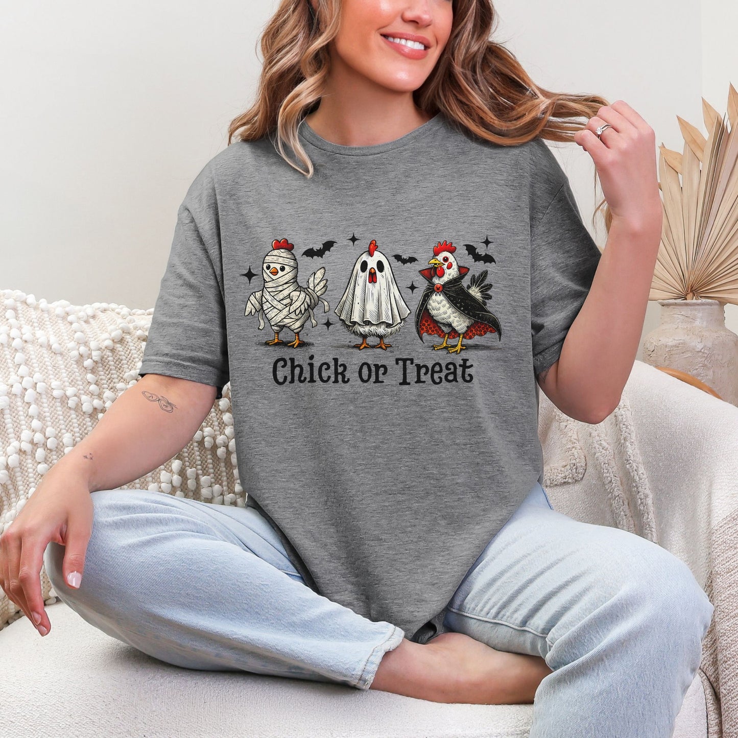 Chick or Treat Halloween Chicken Graphic Tee – Gildan Softstyle Unisex T-Shirt