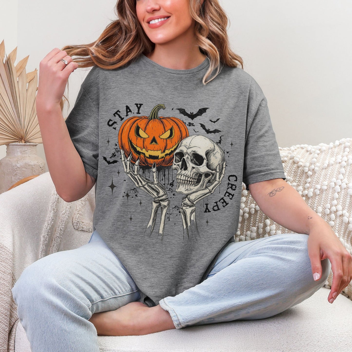 Stay Creepy Gildan SoftStyle Tee – Unisex Halloween Graphic T-Shirt